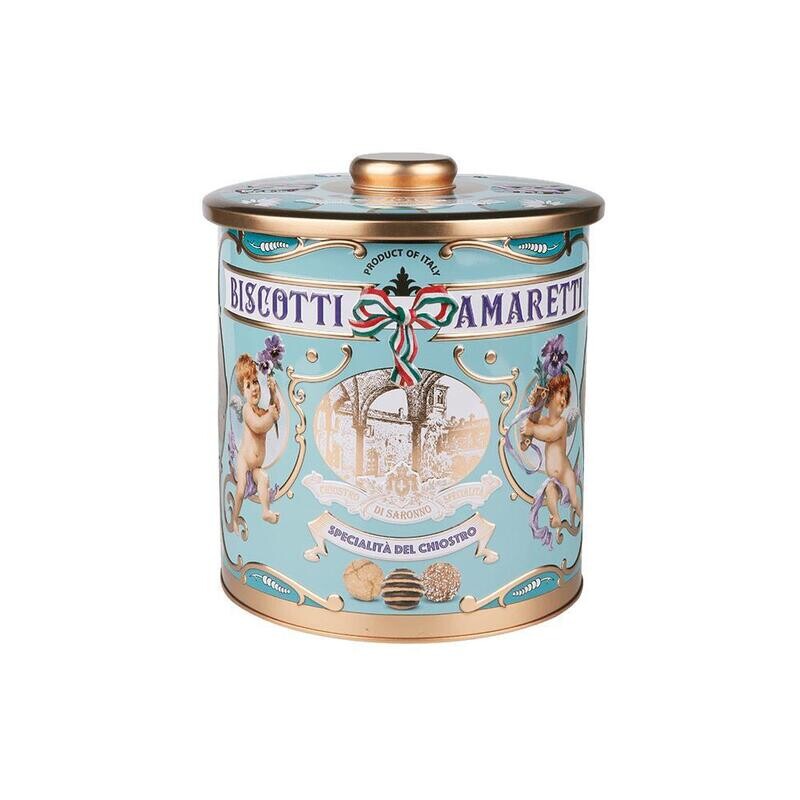 Retro Blik Biscottiera Blu