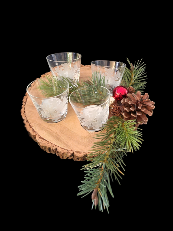 Advetskranz Holz/Glas Schneeflocken