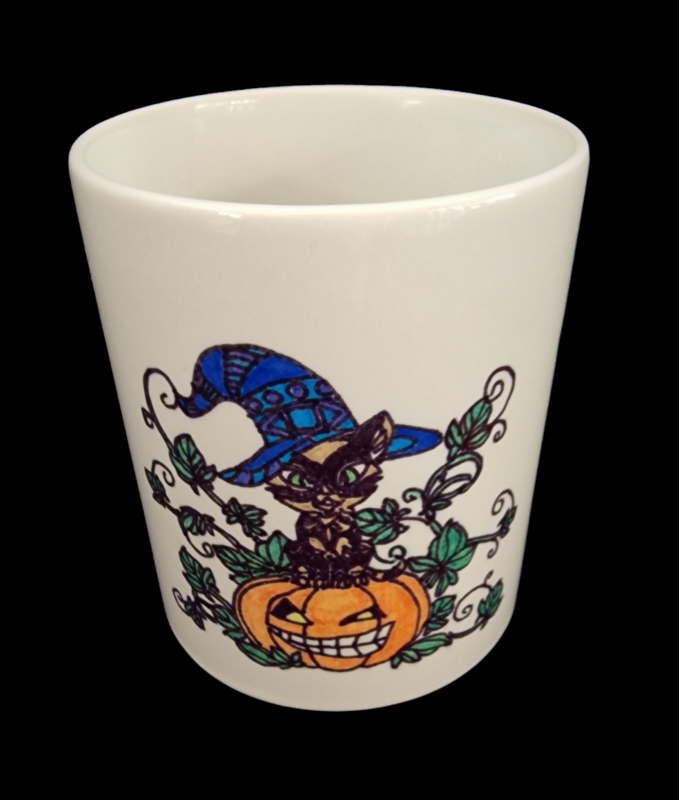 Tasse Katze mit Kürbis