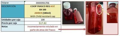 *Liquidación* Frascos 6OZ AMBER para líquido / Caja de 100ea
