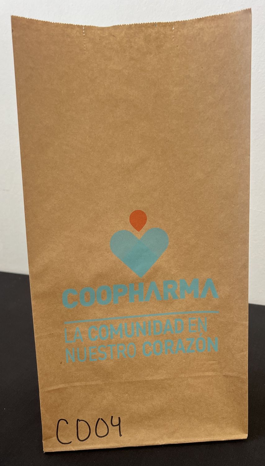 C004 Medium Bag (Flat Bottom Bag) / Medidas: 7.0"(w) x 4.3"(d) x 13.0"(h)