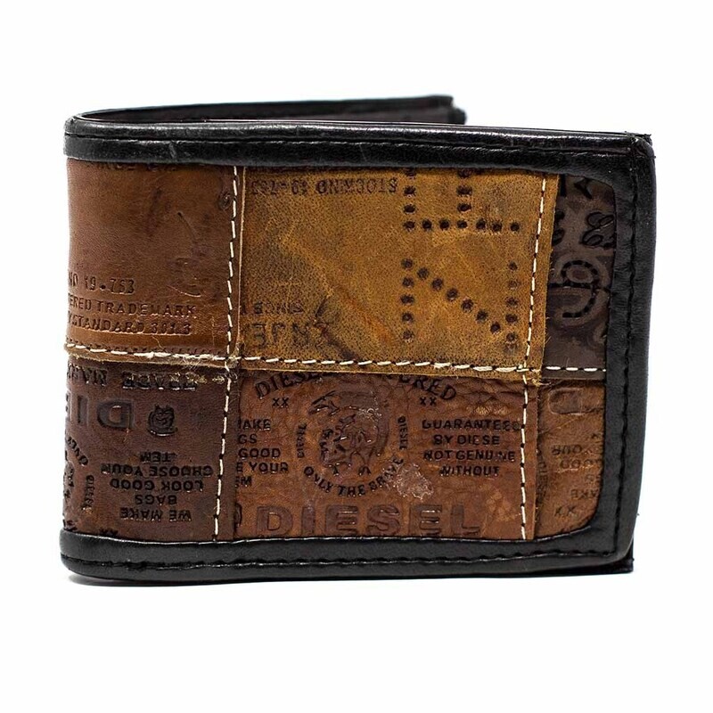 Men&#39;s Patchwork Upcycled Bifold Leather Wallet