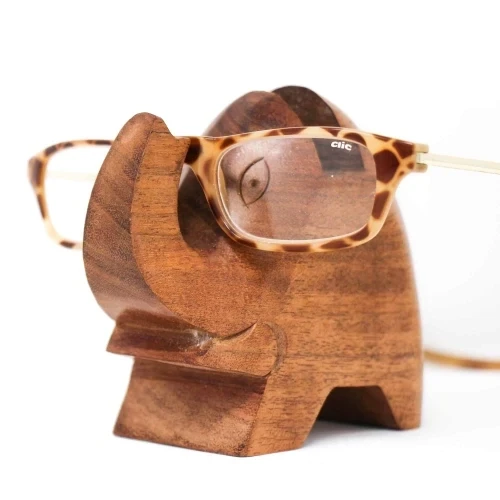 Sheehsam Wood Hand Carved Elephant Eyeglass Stand