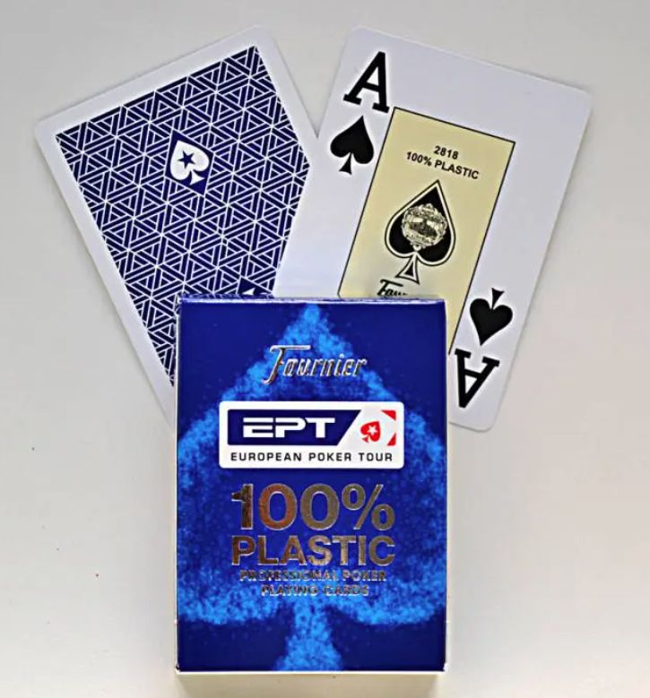 🃏 Fournier "EPT" BLEU - Jeu de 55 cartes 100% plastique – format poker - 2 index Jumbo