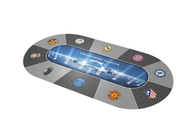 Tapis de Poker Ovale “LIGUE DES CHAMPIONS” – 10 Joueurs – Jersey Néoprène 2 mm – Fabrication Française