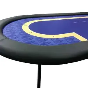 Table de poker de tournoi "BLUE" - pied pliants - emplacement dealer – 10 joueurs, format Haricot
