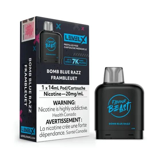 FLAVOUR BEAST PODS LEVEL X (BC NON COMPLIANT), Flavour: BOMB BLUE RAZZ