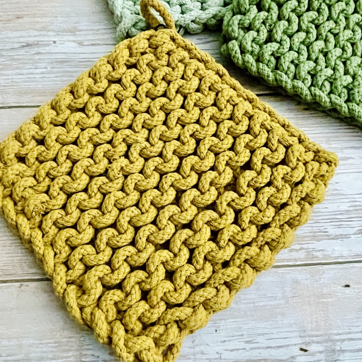 Cotton Crochet Potholder, Style: Gold