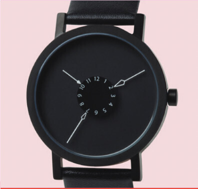 Nadir watch, Black Face with Black Leather Strap