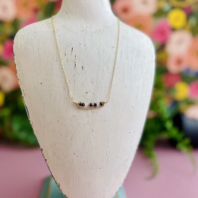 Handmade Rose quartz, garnet 14kt gold filled bar necklace. 16&quot;L