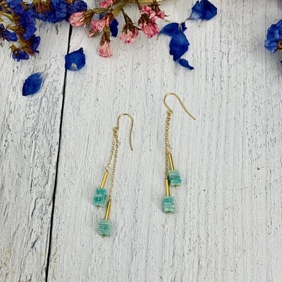 Amazonite Square Dangle Earrings