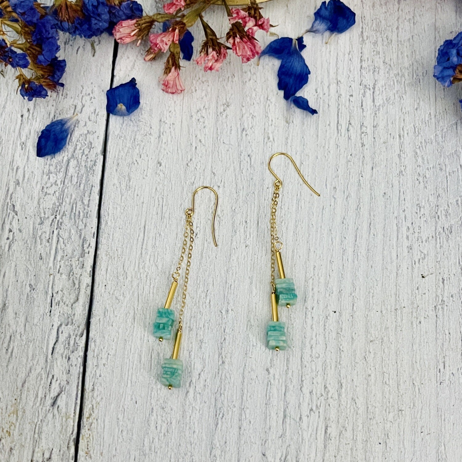 Amazonite Square Dangle Earrings