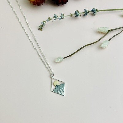 Silver Mountain with Bronze Sun Necklace, 16-18&quot;