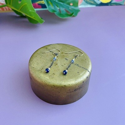 Handmade Earring with Tanzanite, blue sapphire, 14kt gold filled + sterling