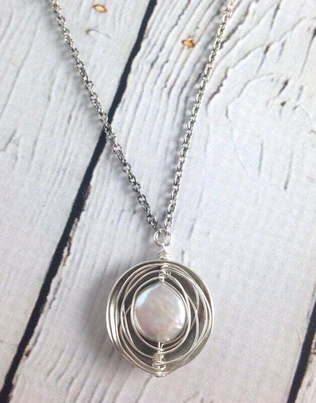 Handmade Sterling-Wrapped Coin Pearl Necklace