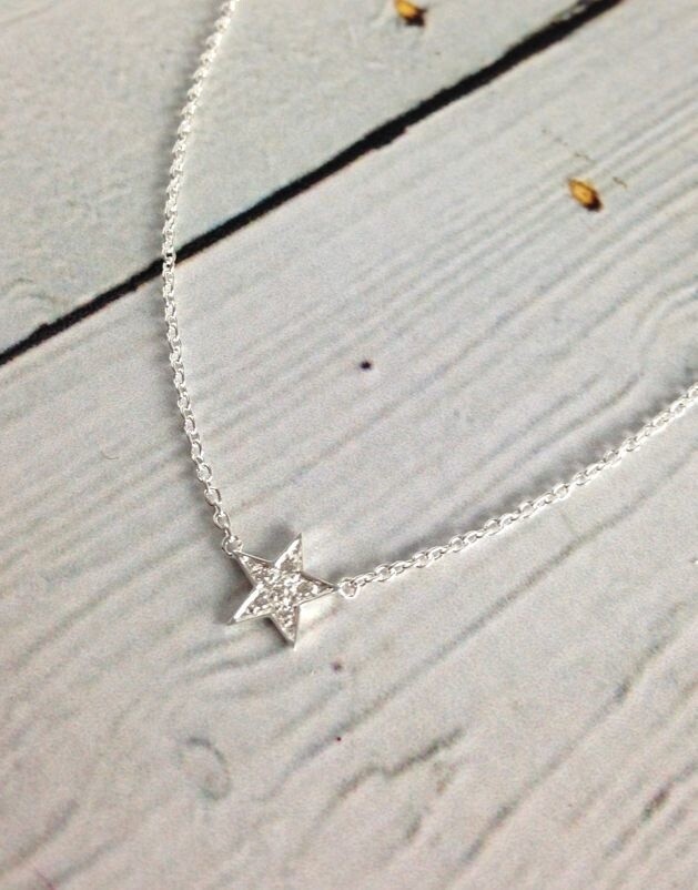 Sterling Silver CZ Pave Star Necklace