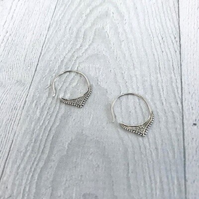 Sterling Silver Hoop Earrings with Filigree Points