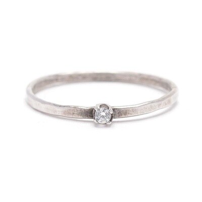 Hammered Thin Band with CZ Stacking Ring