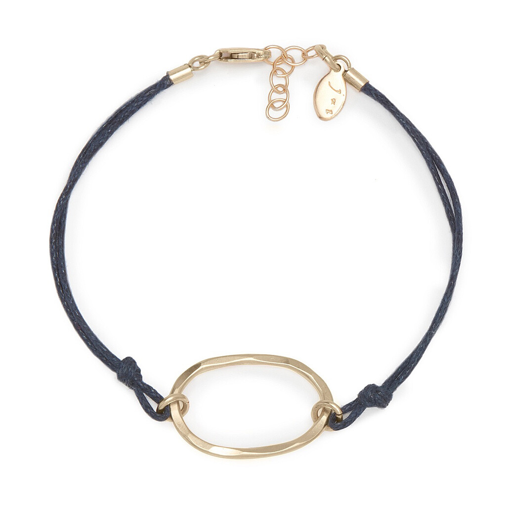 Handmade 14k Goldfill Oval on Royal Blue Cord Bracelet