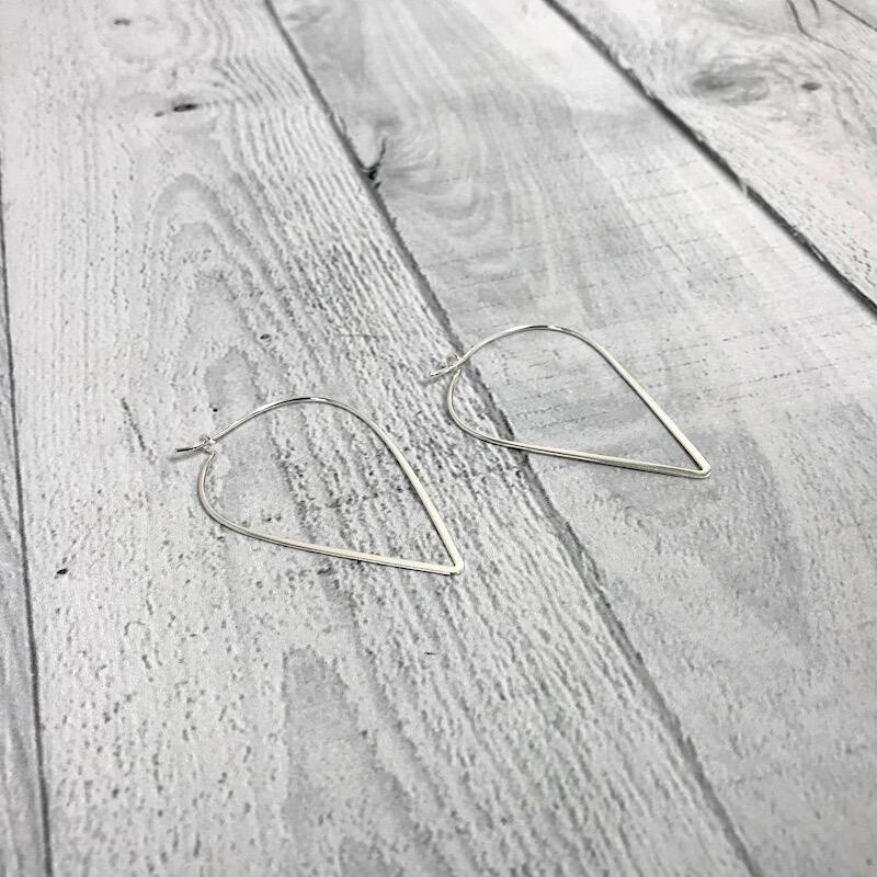 Sterling Silver Flat V Hoop Earrings