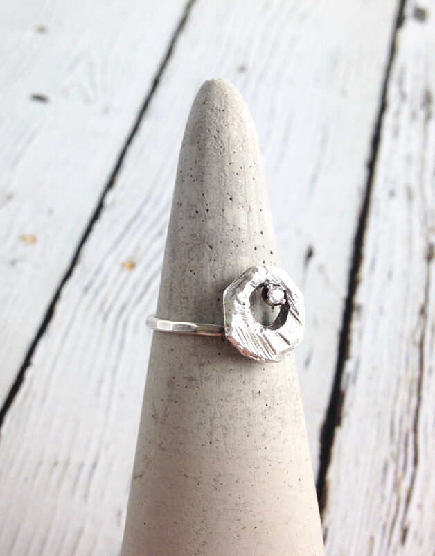 Handmade Open Oxidized Sterling shape ring