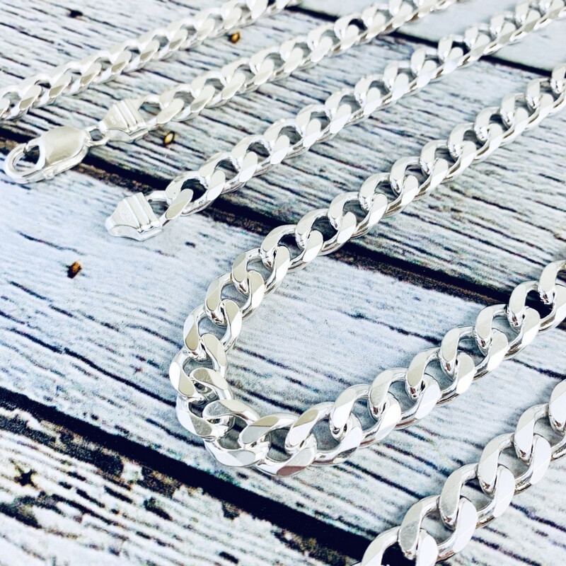 Sterling Silver Curb 250 (9mm) Chain
