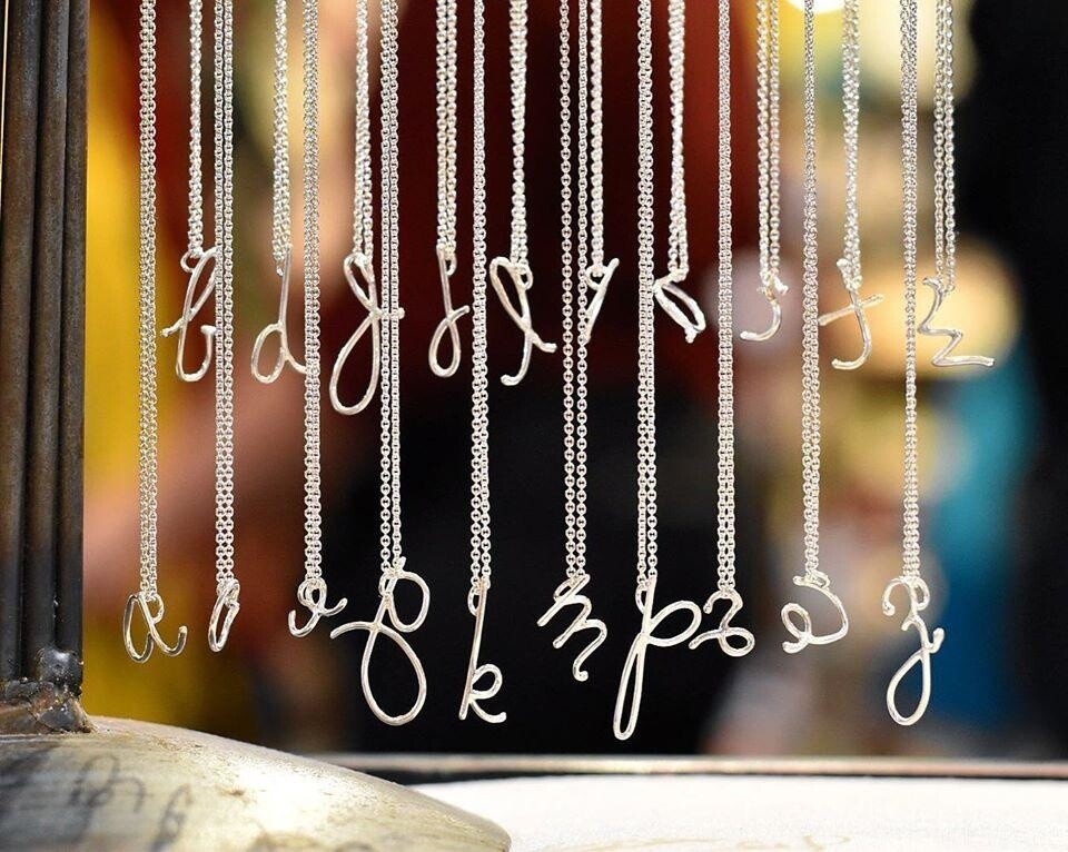 Sterling Silver Script Initial Necklace