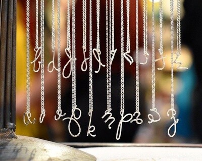 Sterling Silver Script Initial Necklace