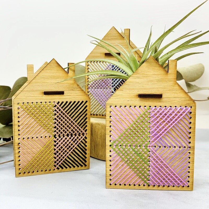 Mini Embroidered House Air Plant Holder