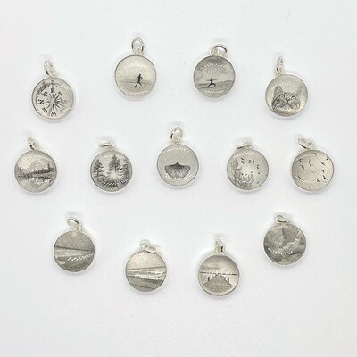 Lithograph Photo Pendant on Silver Rolo Chain Necklace