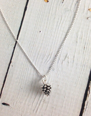 Silver Necklace with Pinecone Pendant