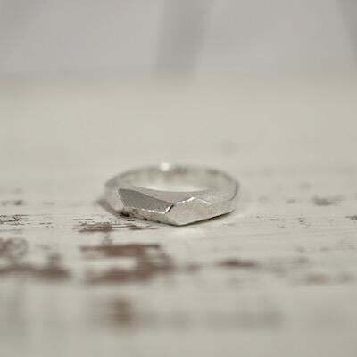 Handmade Sterling Silver Faceted Narrow Band Ring