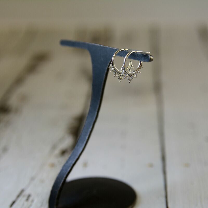 Sterling Silver Filigree Semi Hoop Earrings