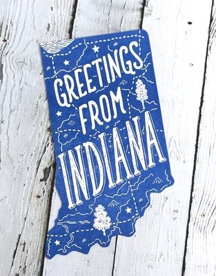 Greetings From Indiana Die Cut Postcard