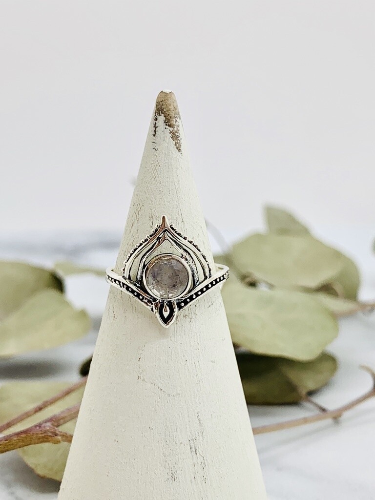 Silver and Moonstone Pinnacle Ring