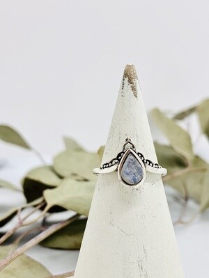 Silver Teardrop Moonstone Tiara Ring