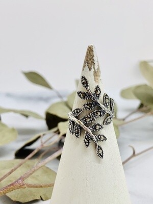 Marcasite Leaves Wrap Ring