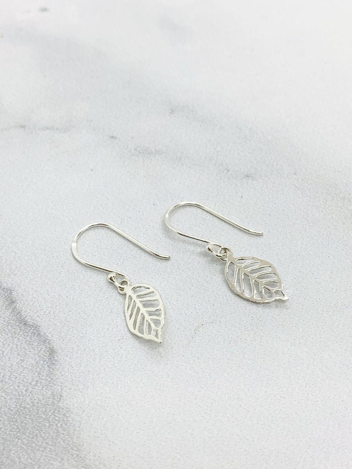 Sterling Silver Leaf Dangle Earrings