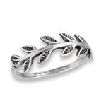 Silver Crown of Leaves Ring