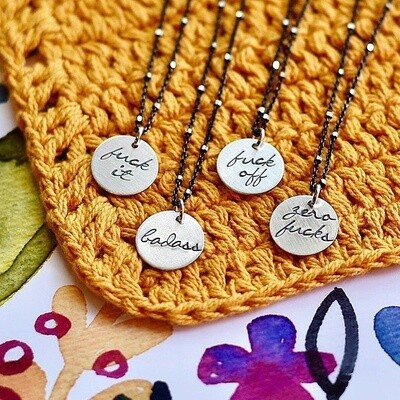 Handstamped Out of Line Charm Necklace