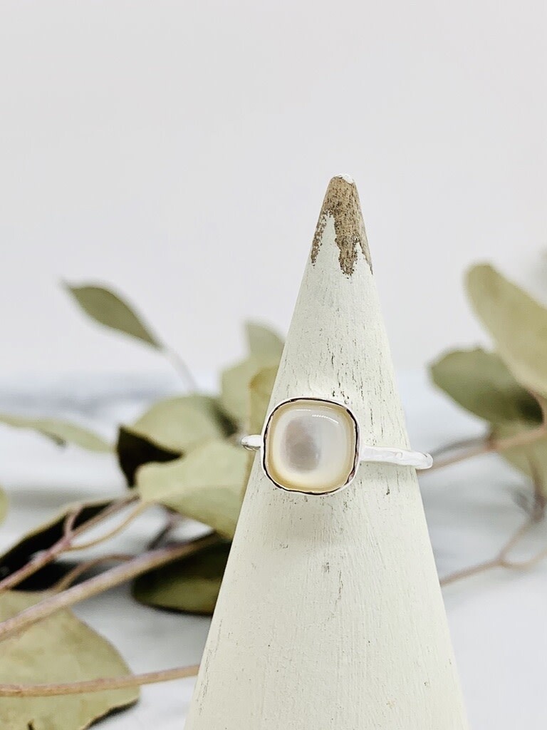 Square Mother of Pearl Ring