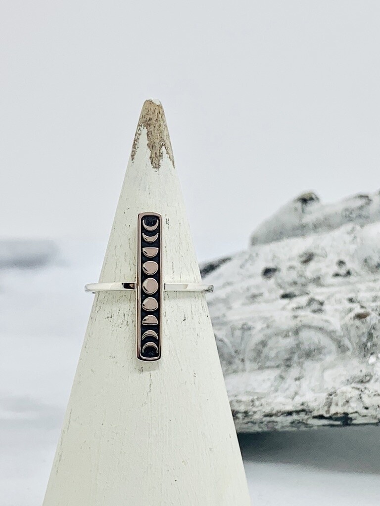 Silver Bar Moon Phase Ring