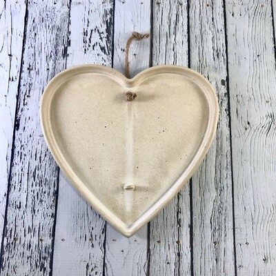 8-1/4”W x 7-3/4”H Hanging Stoneware Heart Dried Flower Holder