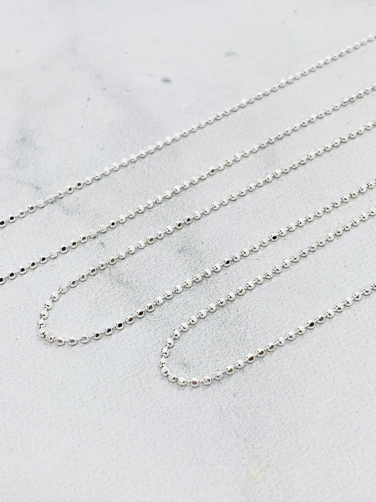 Sterling Silver Faceted Bead Chains, Length: 16&quot;