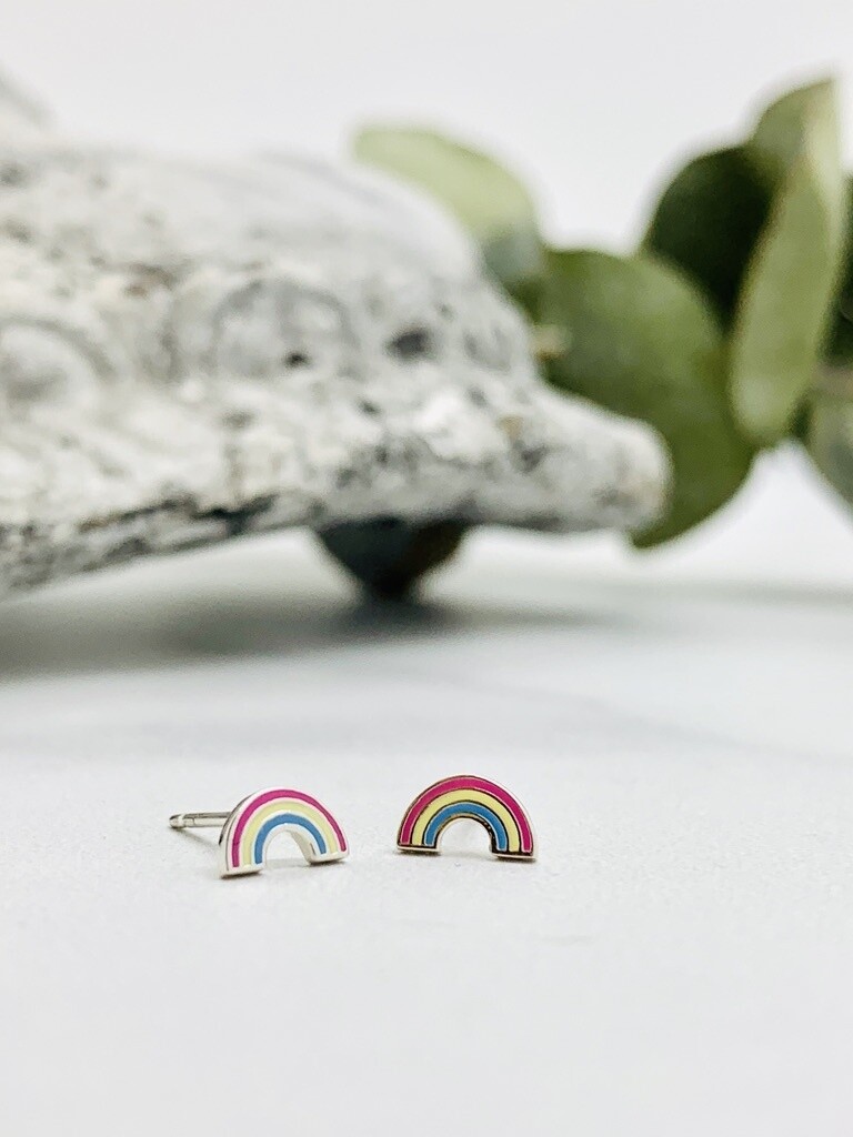 Enamel Rainbow Stud Earrings, Sterling Silver - DNO