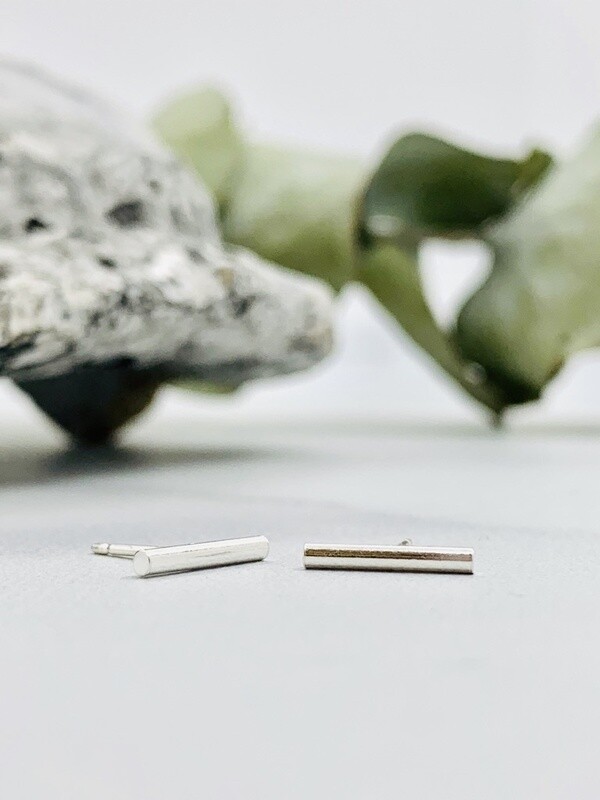 Bar Stud Earrings, Sterling Silver