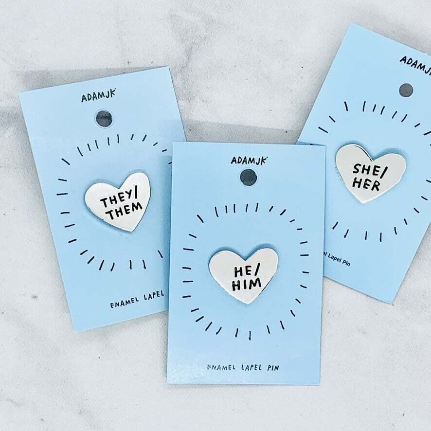 Heart Pronoun Pin