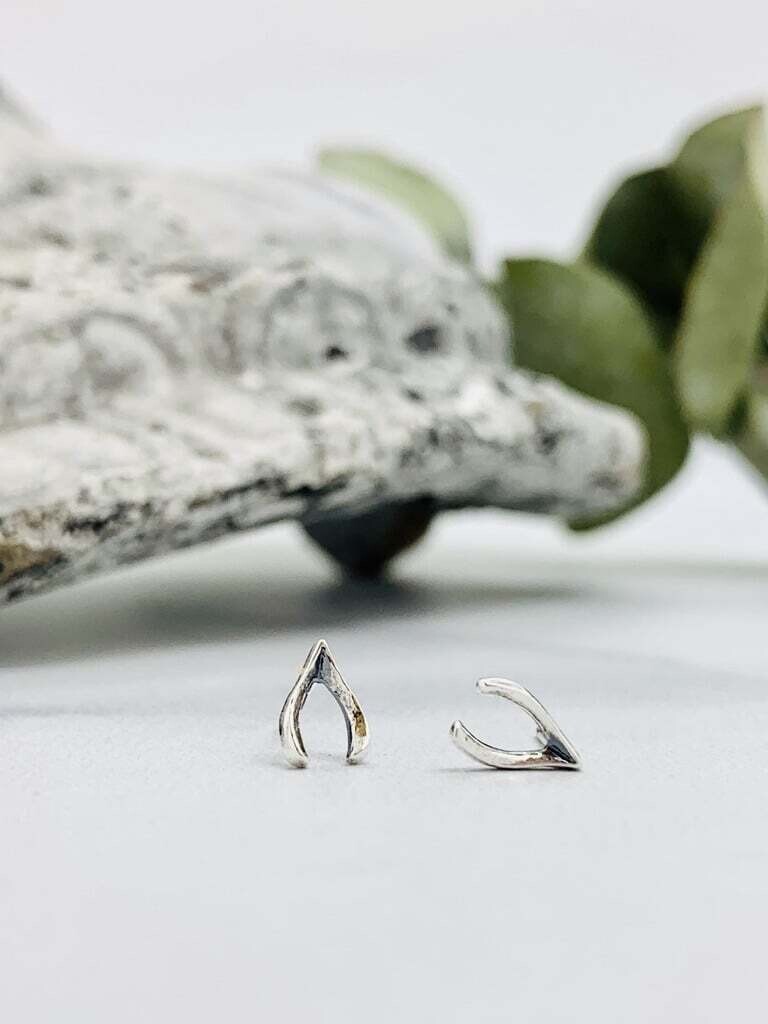 Wishbone Stud Earrings, Sterling Silver