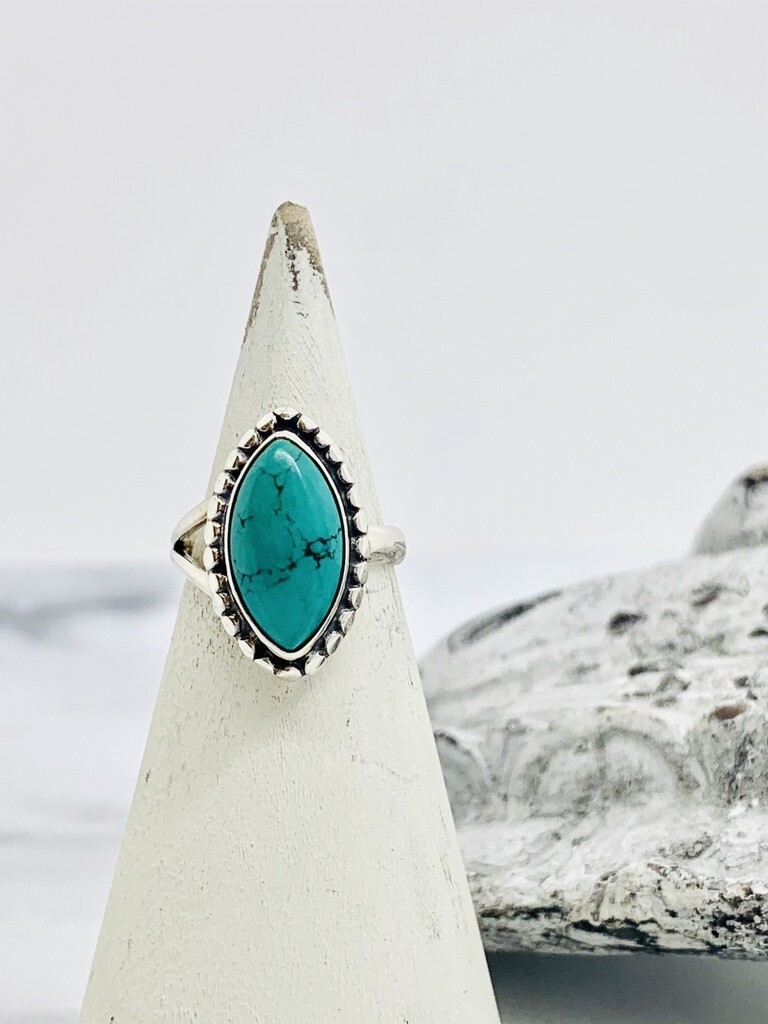 Silver Framed Large Turquoise Ring