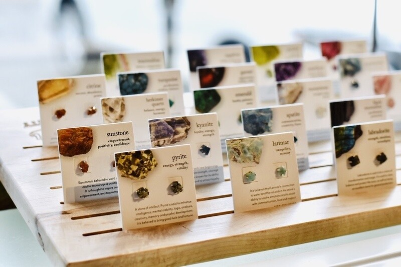 Raw Gemstone Stud Earrings